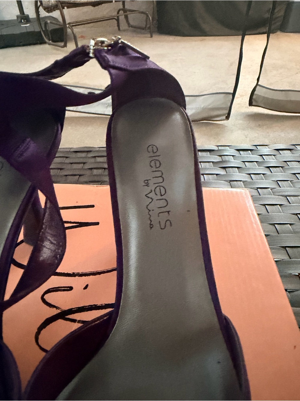 Elements by Nina Deep Purple Satin Strappy Heels